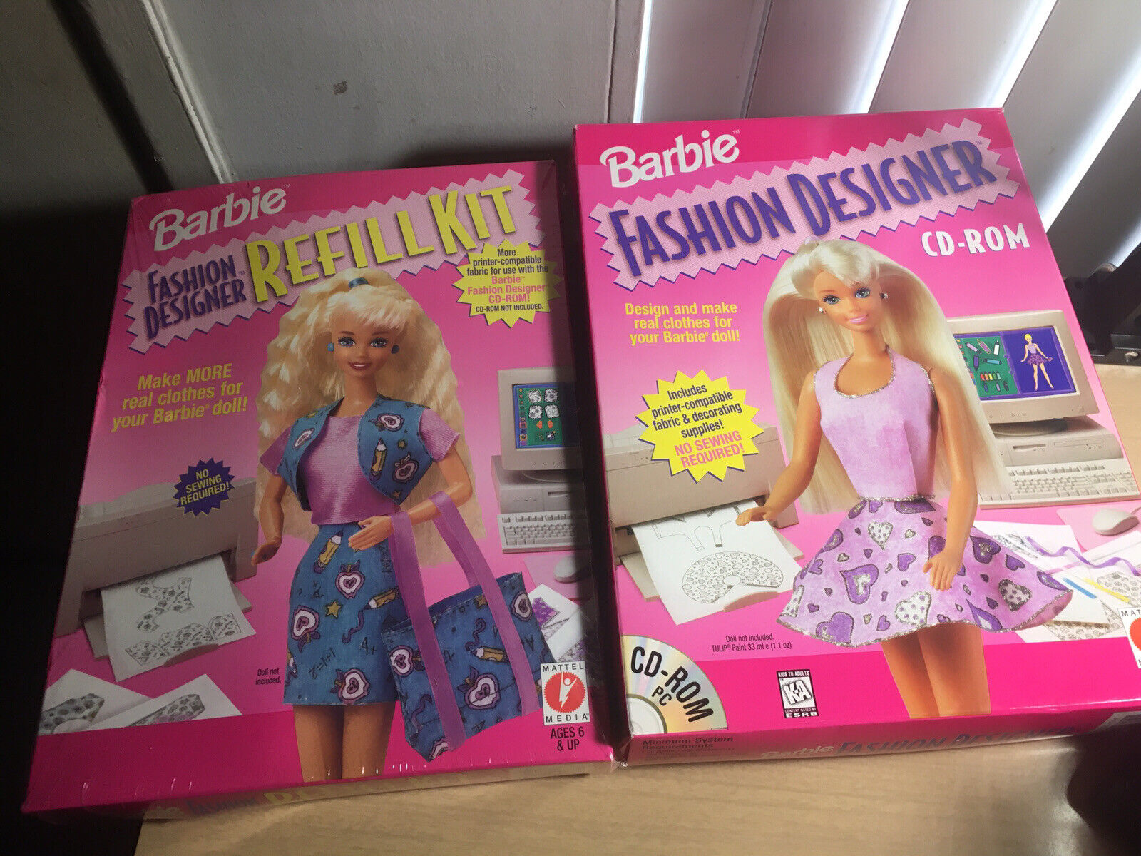 Vintage 1996 Barbie Fashion Designer CD Rom Kit And 1 Unopened Refill Kit