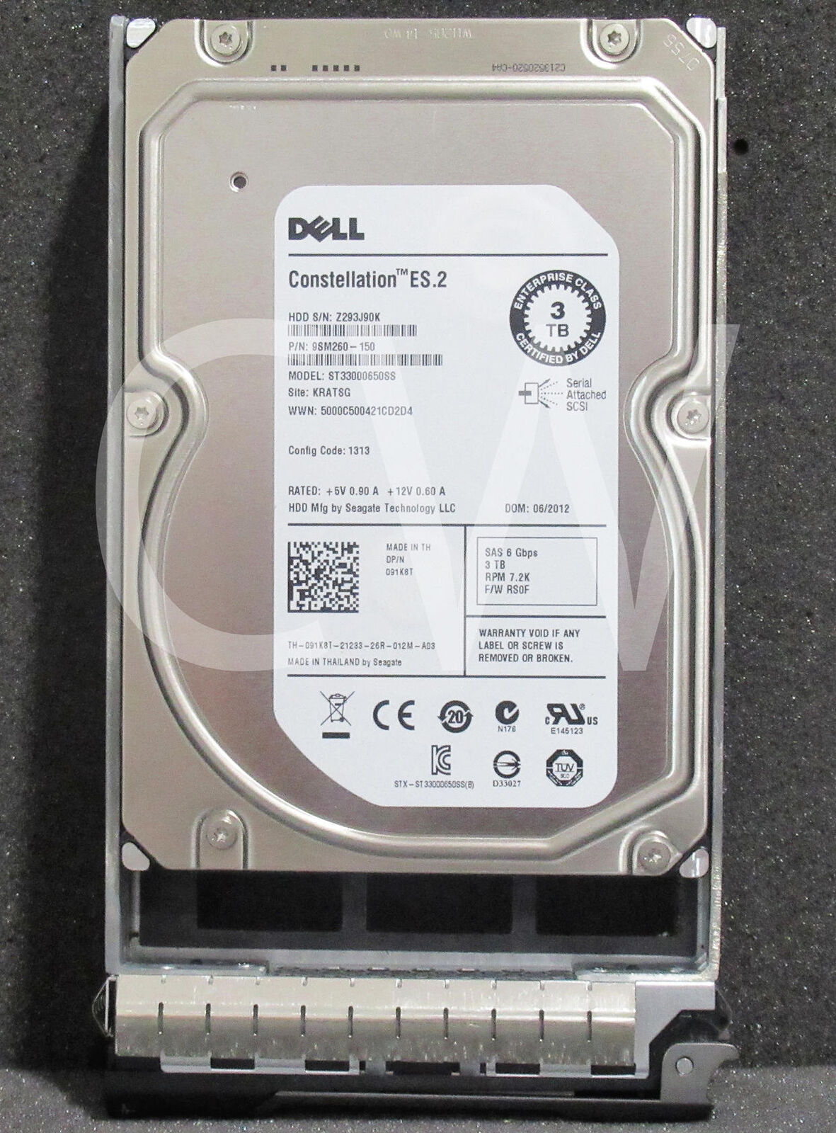 91K8T ST33000650SS Dell POWEREDGE 3TB 7.2K 6Gbps 64MB 3.5