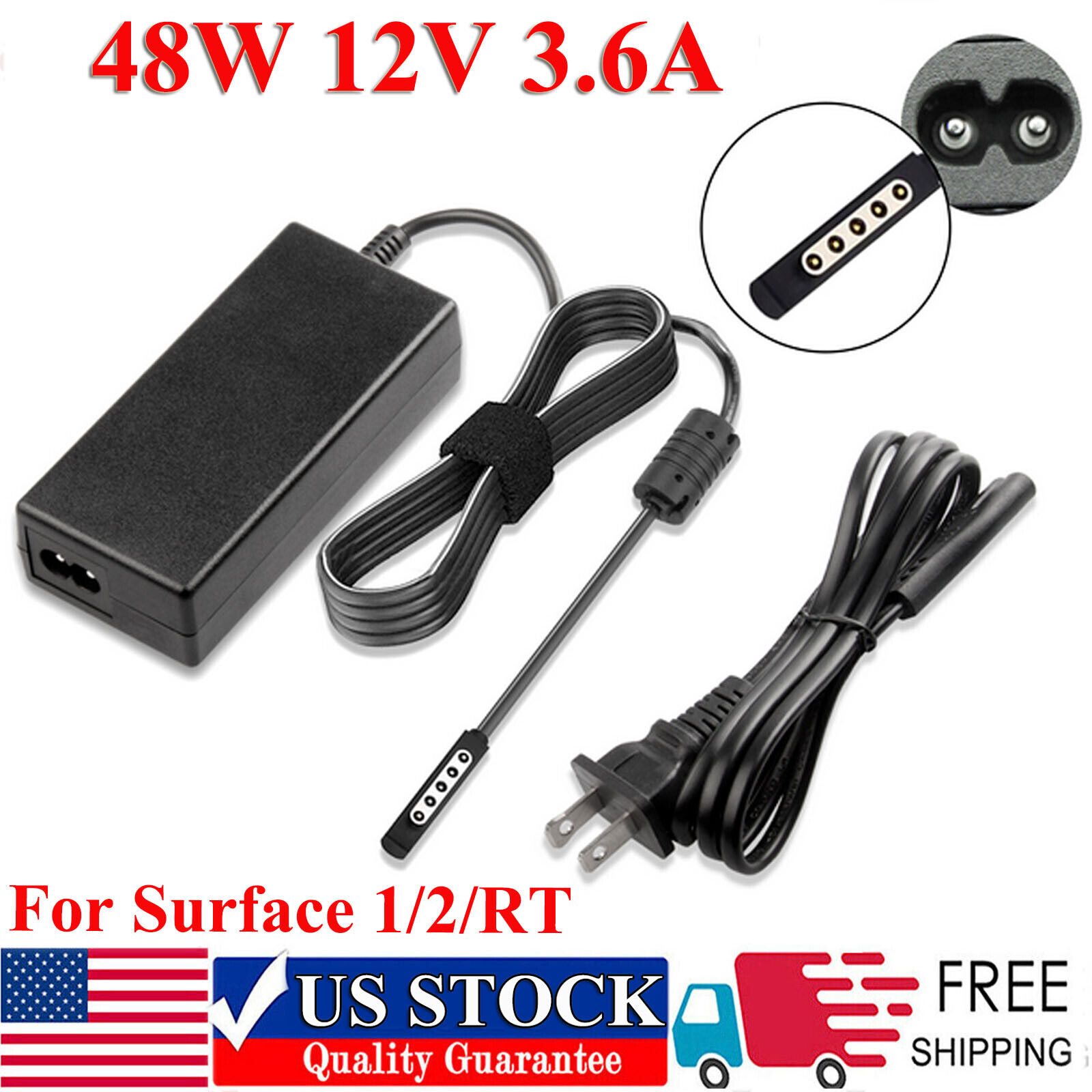 For Microsoft Surface Pro 1&2 1512 1516 RT Charger 12V 3.6A Power Supply Adapter