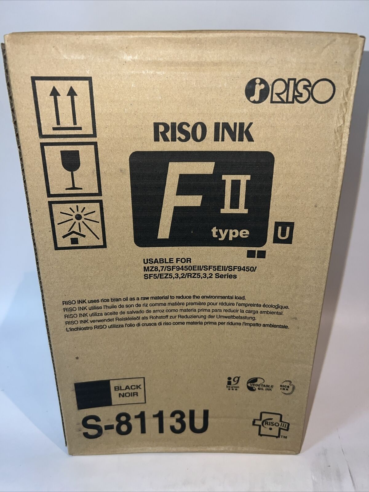 Genuine Riso S8113U Black F II Type Duplicator Ink Box of 2 New & 