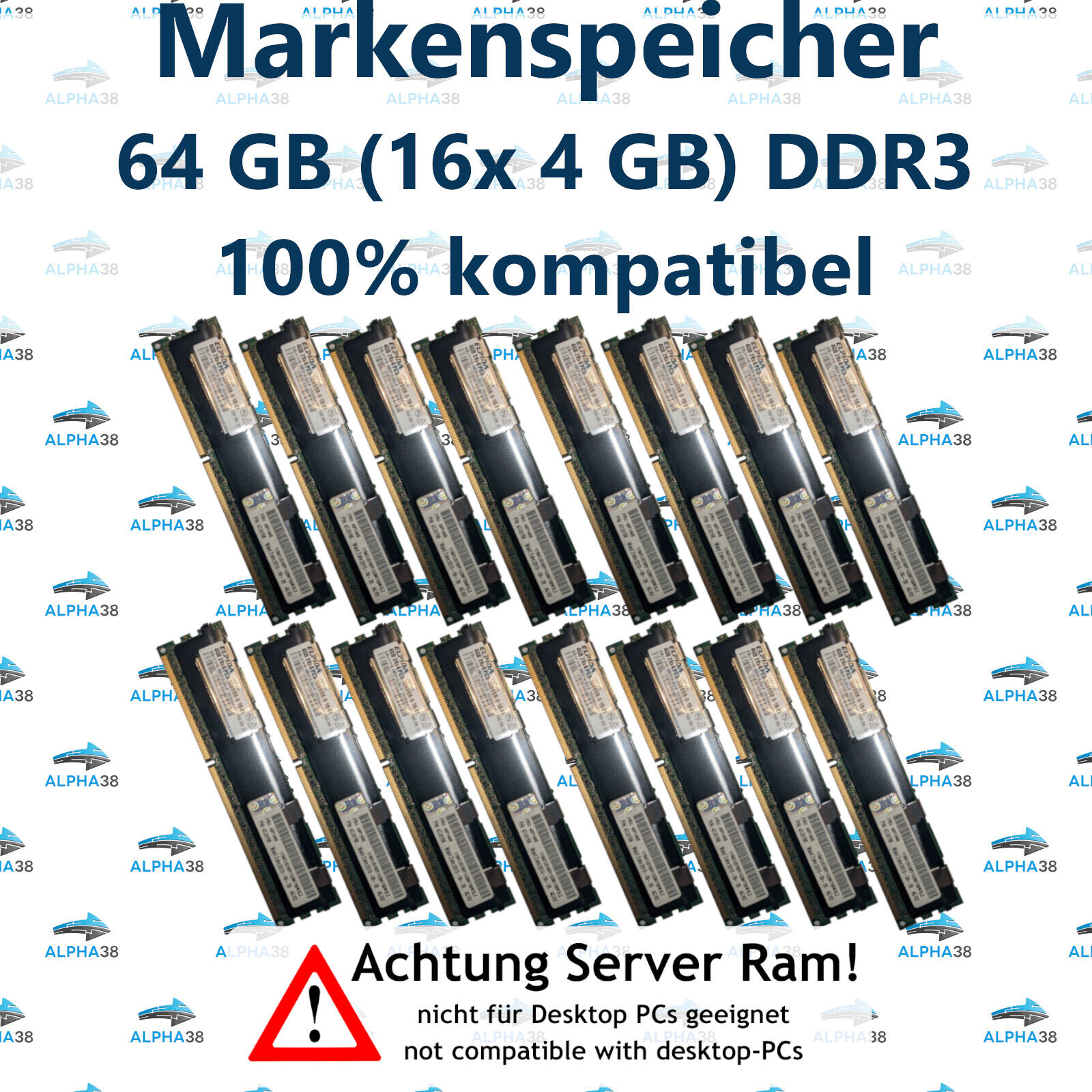 64 GB (16x 4 GB) Rdimm ECC Reg DDR3-1333 IBM Idataplex dx360 M2 & M3 Server RAM