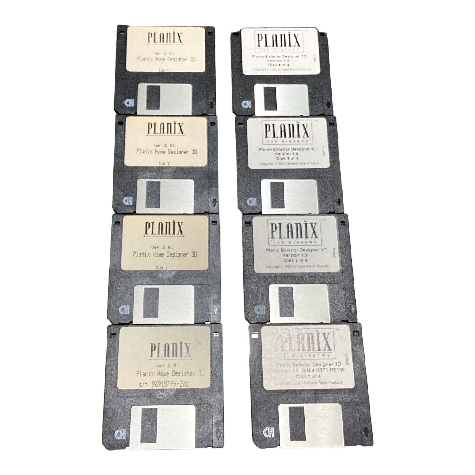 Vintage Set of 8 3D Software Floppy Disks Diskettes 90’s AS-IS