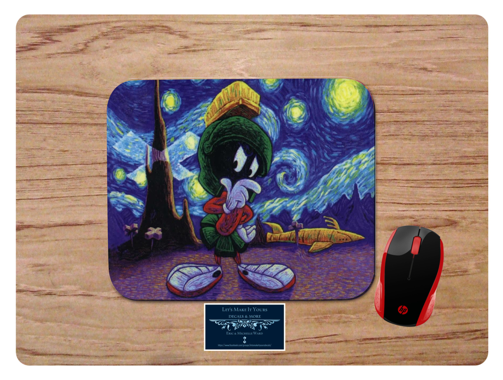 MARVIN THE MARTIAN STARRY NIGHT INSPIRED NON-SLIP MOUSE PAD HOME OFFICE