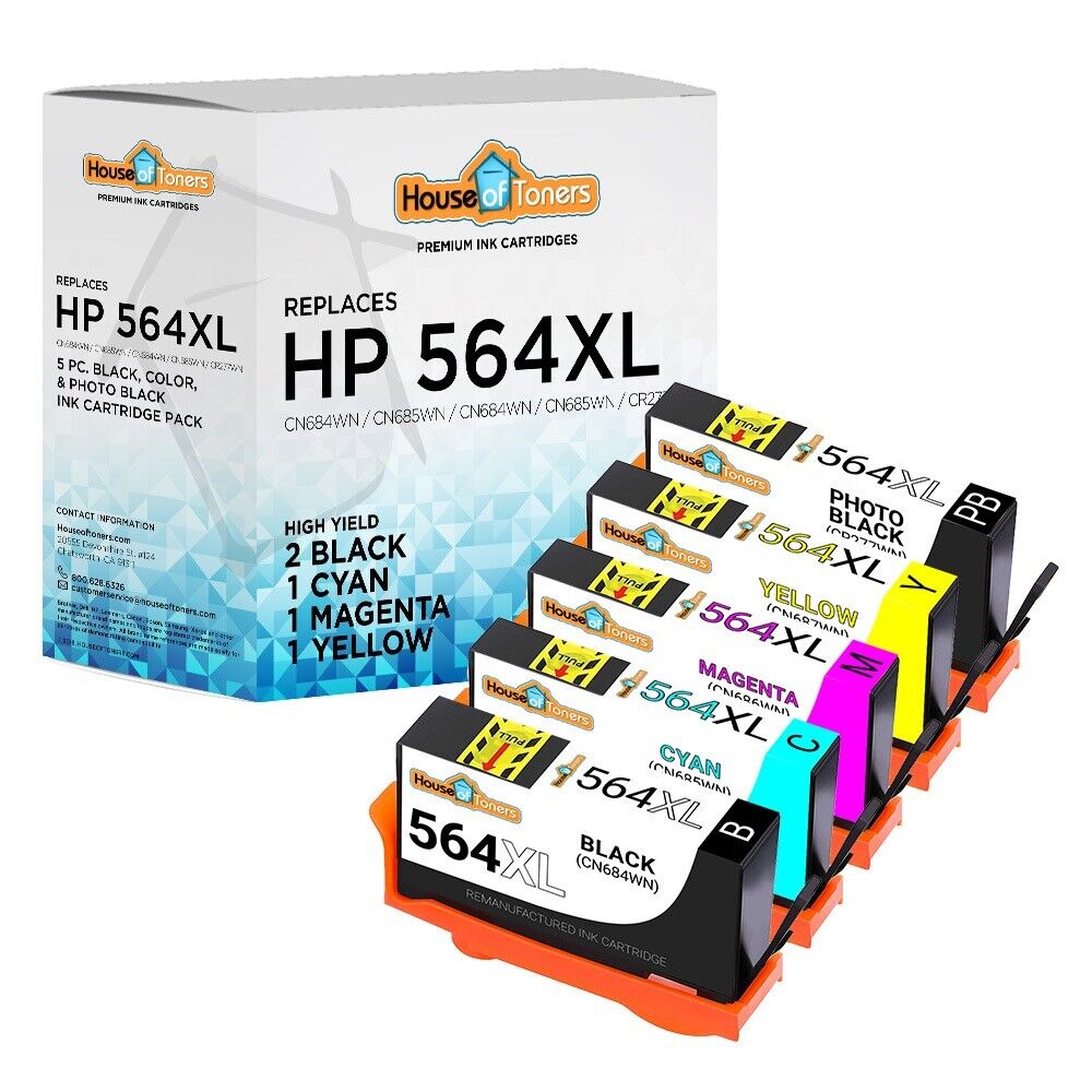 5PK for HP 564XL Ink Cartridges for HP Photosmart 7520 7525