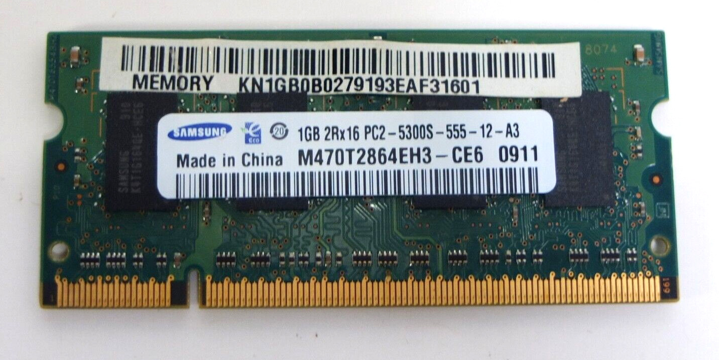 SAMSUNG 1GB 2Rx16 PC2-5300S DDR2-800 200-PIN DIMM M470T2864QZ3-CE6