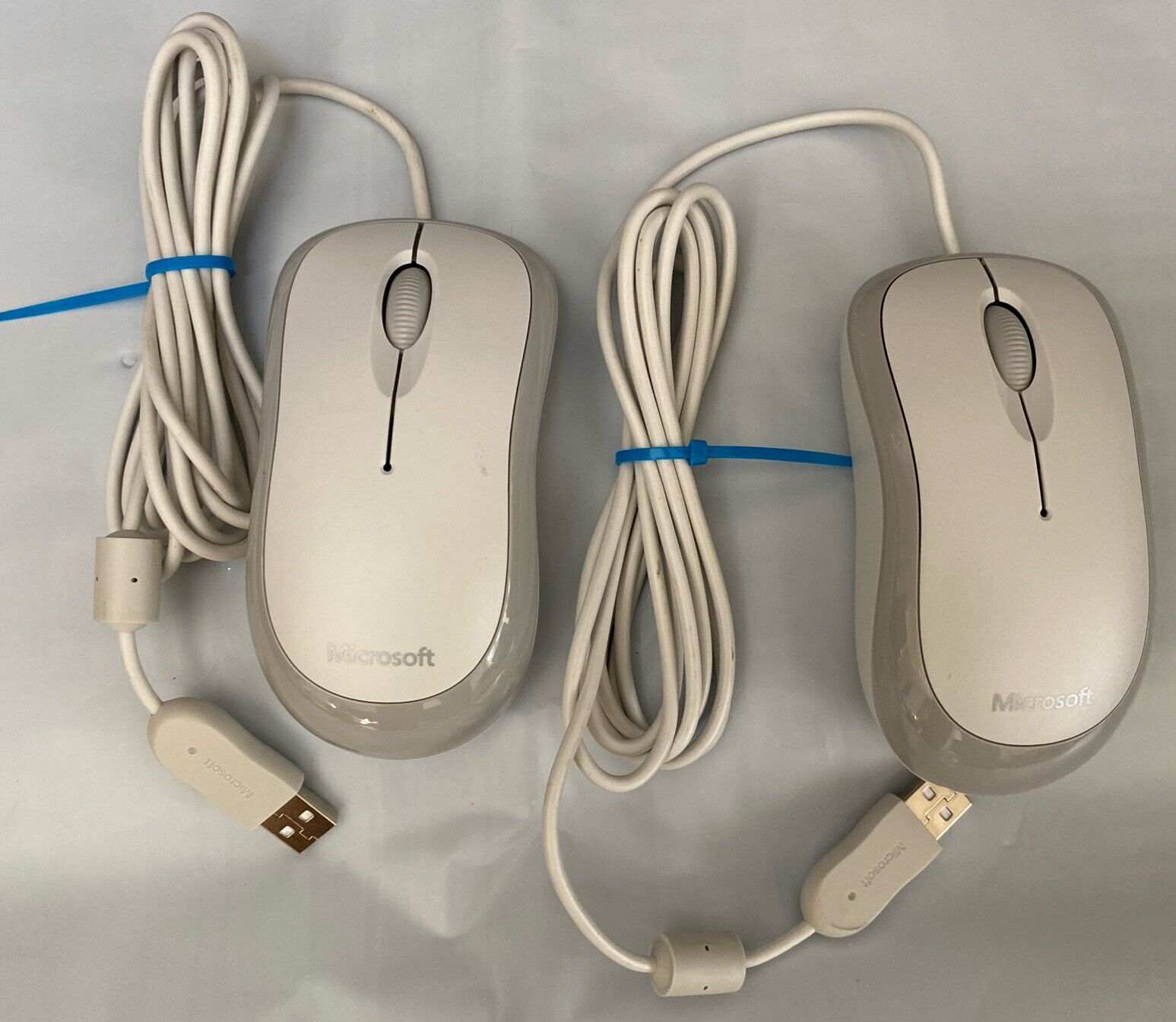Two Microsoft Basic White Optical Mouse V2.0 USB MSK-1113
