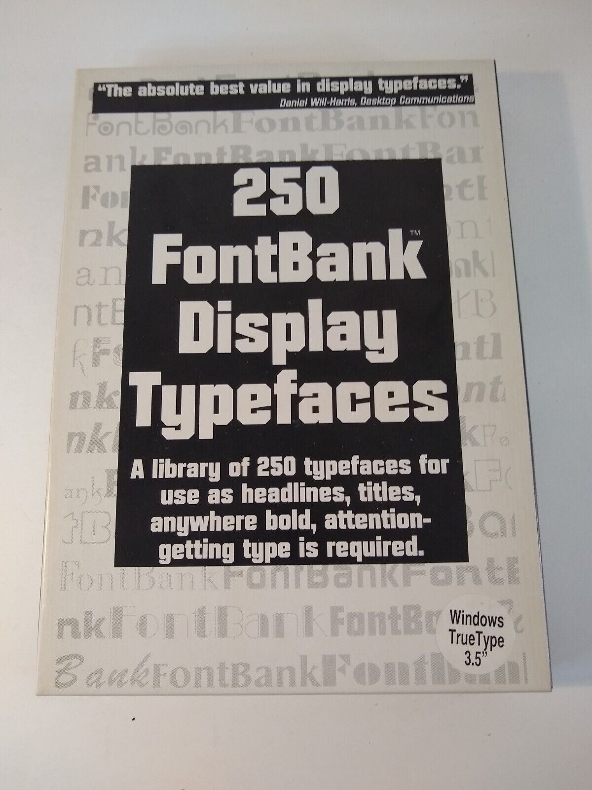 250 Fontbank Postscript Display Types Software Windows Postscript Vintage 1991