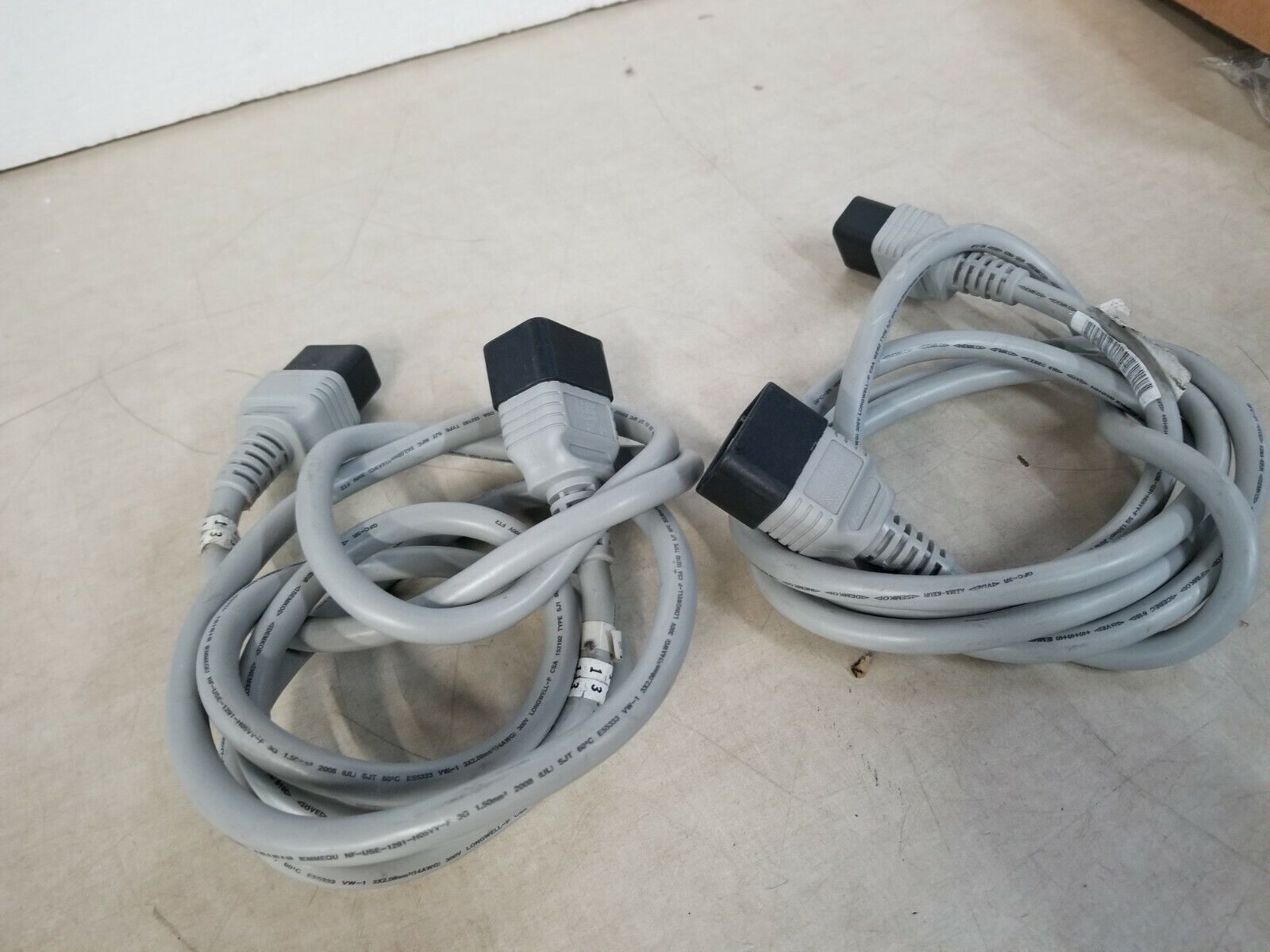 Lot of 2 - LongWell LS-19 18A 125V 8FT Rack Power Cord Cable