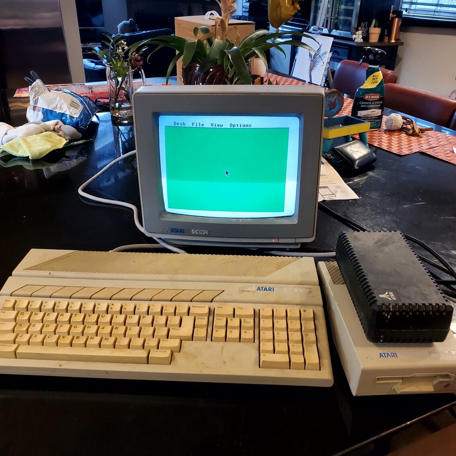 vintage atari 520st home computer system with extra disks and a few games.  