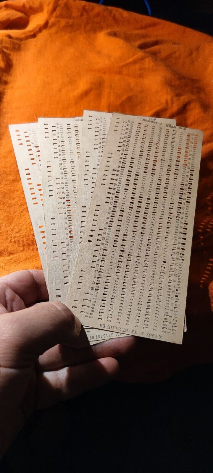 2x VINTAGE MAINFRAME COMPUTER Perforated PUNCH CARDS  IBM 80 column card format
