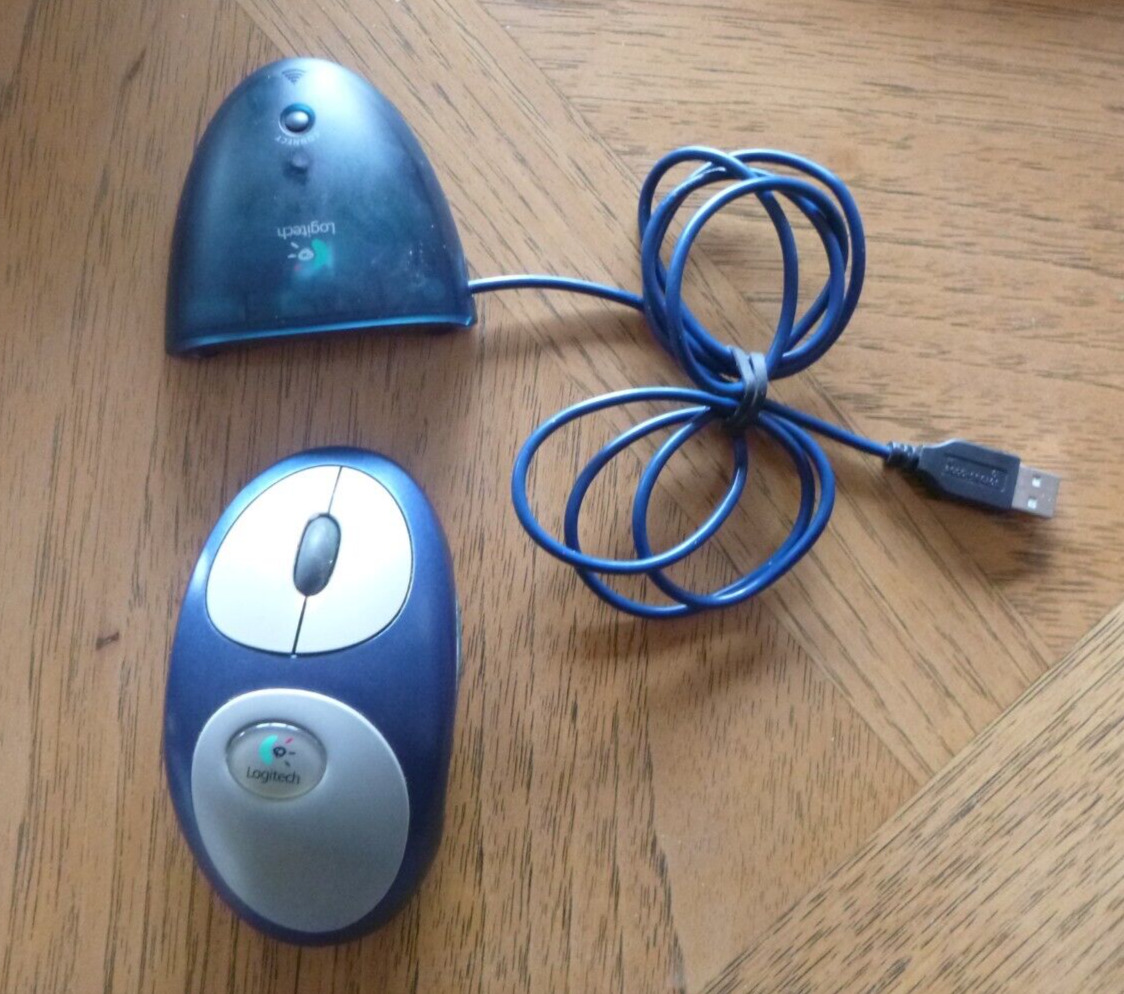 Logitech Vintage Mouse Reciver And Cordless Mouse  N231 Set Laptop PC