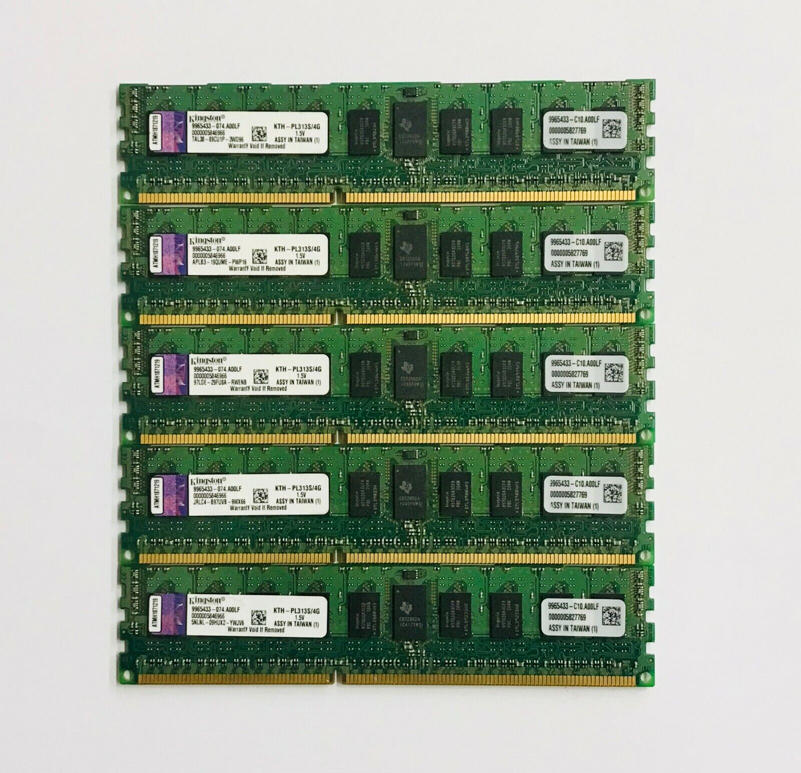 LOT OF5 Kingston 20GB (5x4GB) RAM PC3-12800DDR3-1600 Desktop SDRAM KTH-PL313S/4G