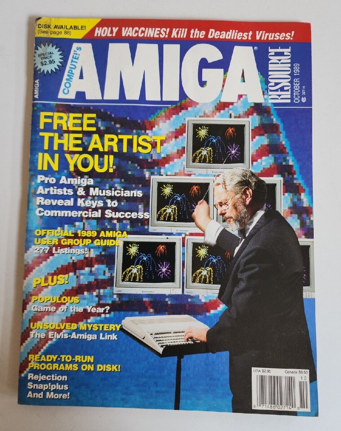 Compute\'s Amiga Resource Magazine - October 1989 VTG Computer Tech Holy Vaccines
