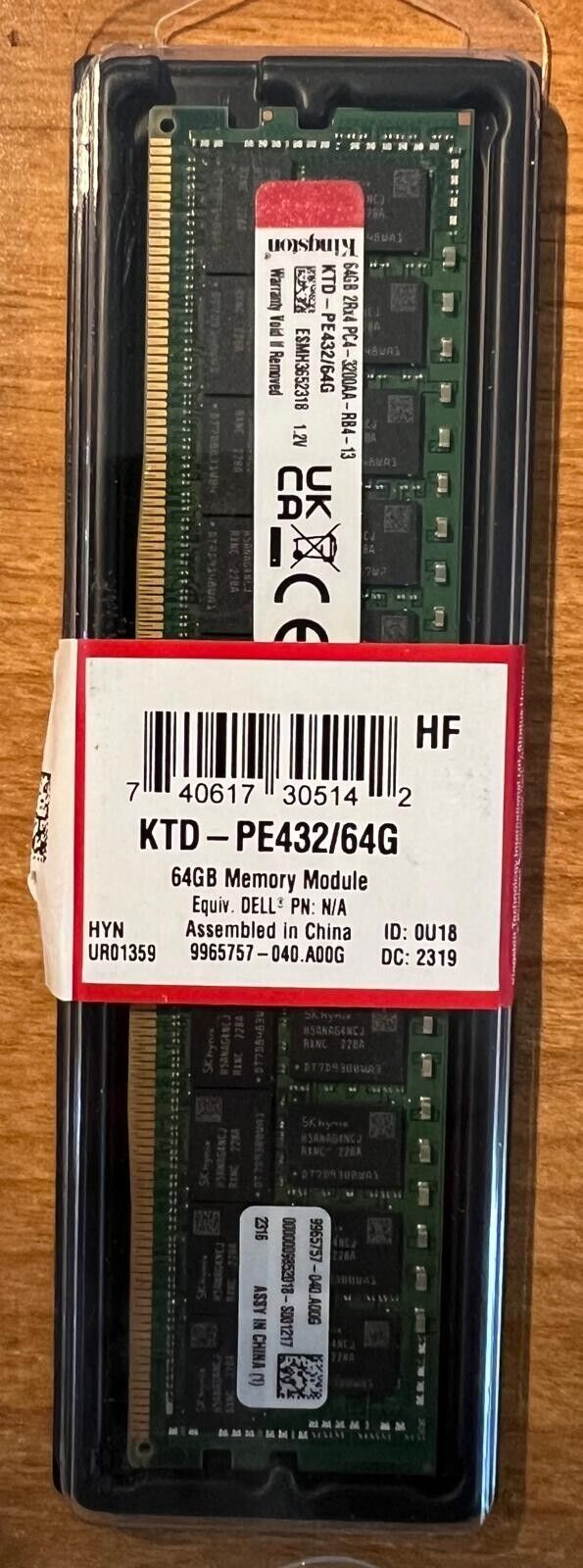 Kingston DDR4-3200 64GB ECC REG CL22 Server Memory KTD-PE432/64G