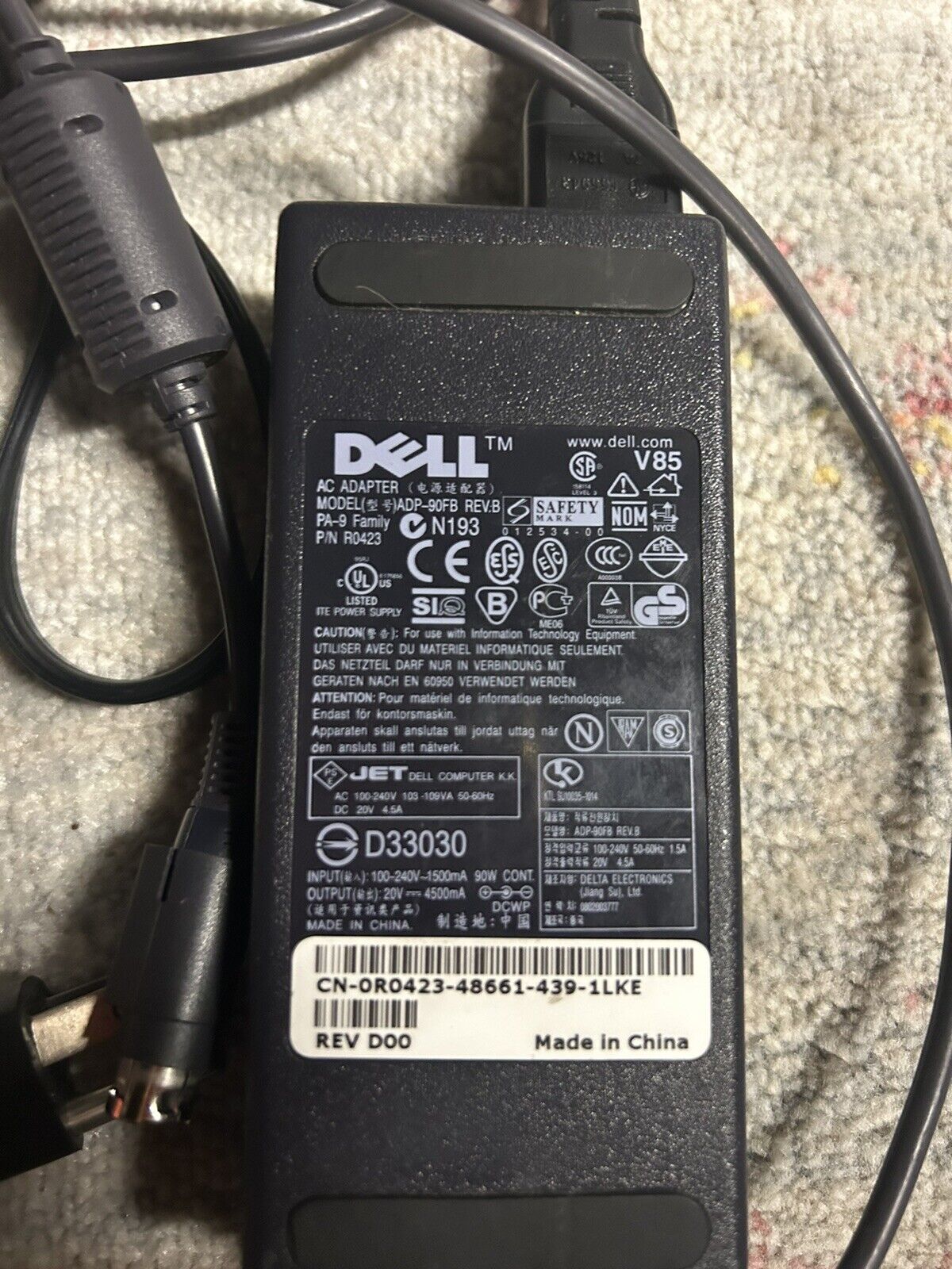 Genuine Dell A/C Adapter PA-9 90W 2001FP LCD Monitor Power Supply R0423 ADP-90FB