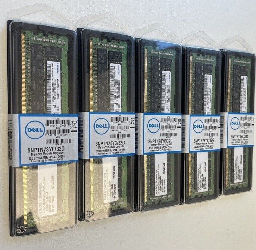 NEW Dell SNPTN78YC/32G A9781929 32GB DDR4 PC4-2666V ECC RDIMM Server RAM Memory