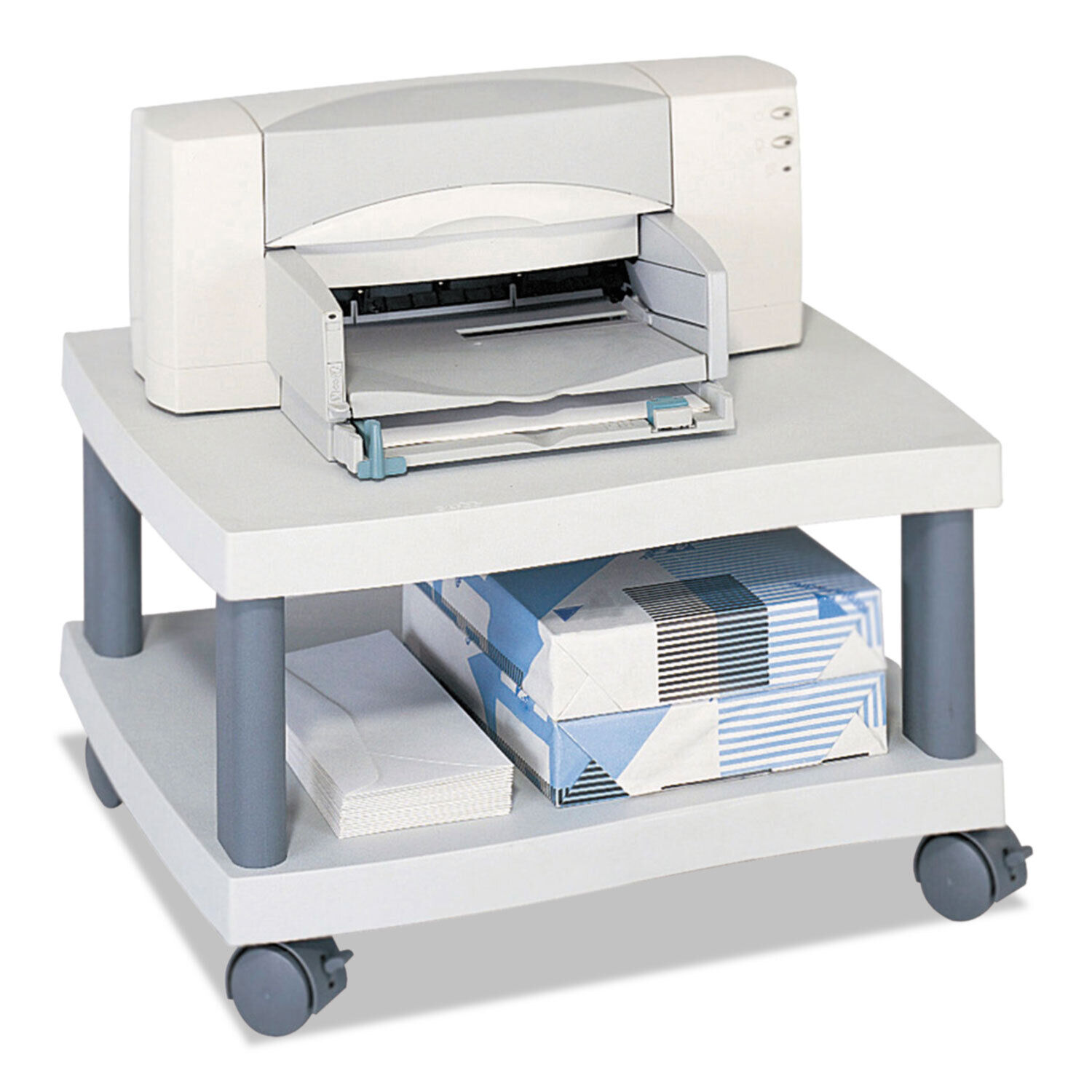 Safco Wave Design Printer Stand Two-Shelf Charcoal Gray 1861GR