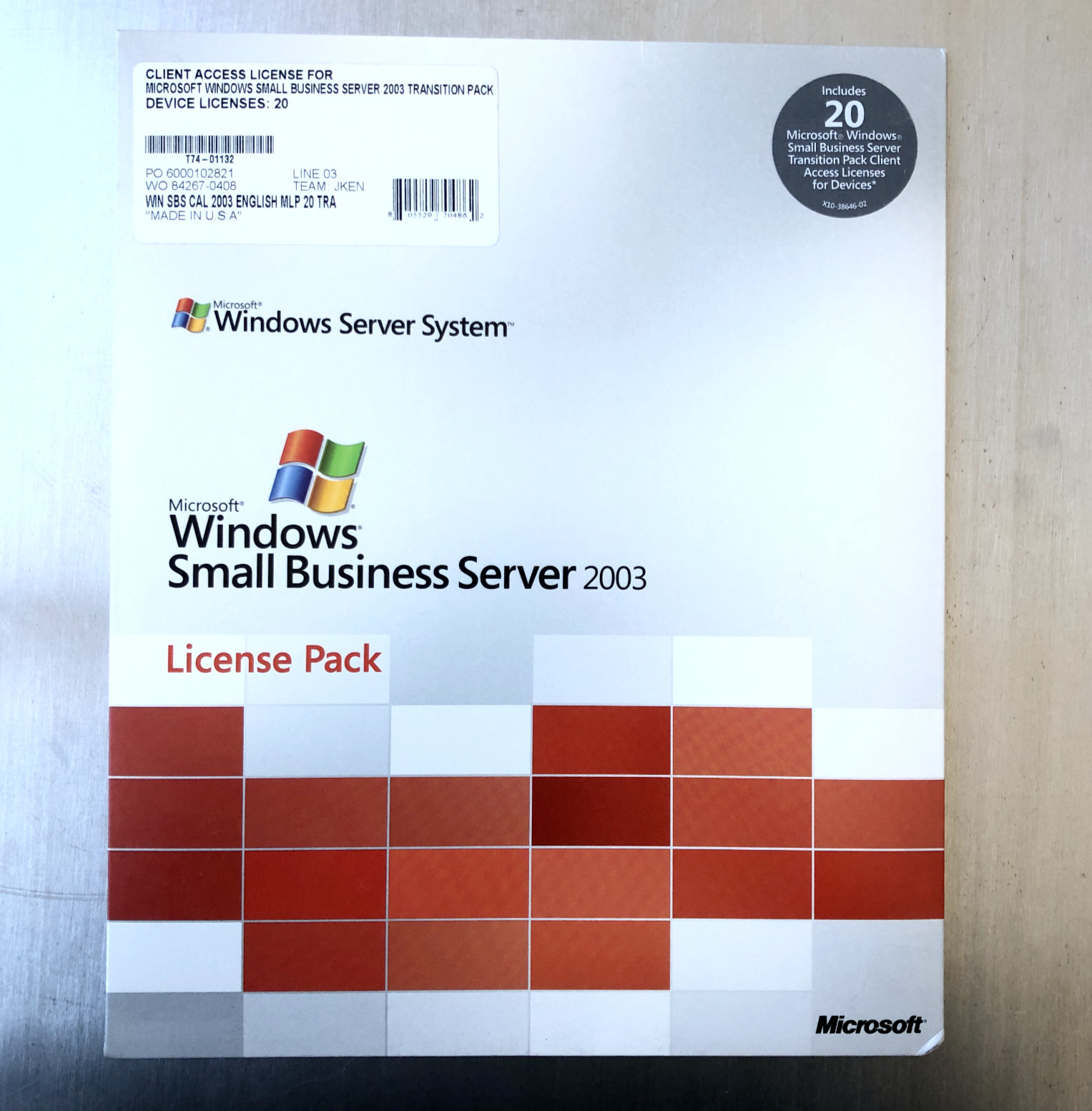 Microsoft Windows Small Business Server 2003 License Pack (20 Licenses)