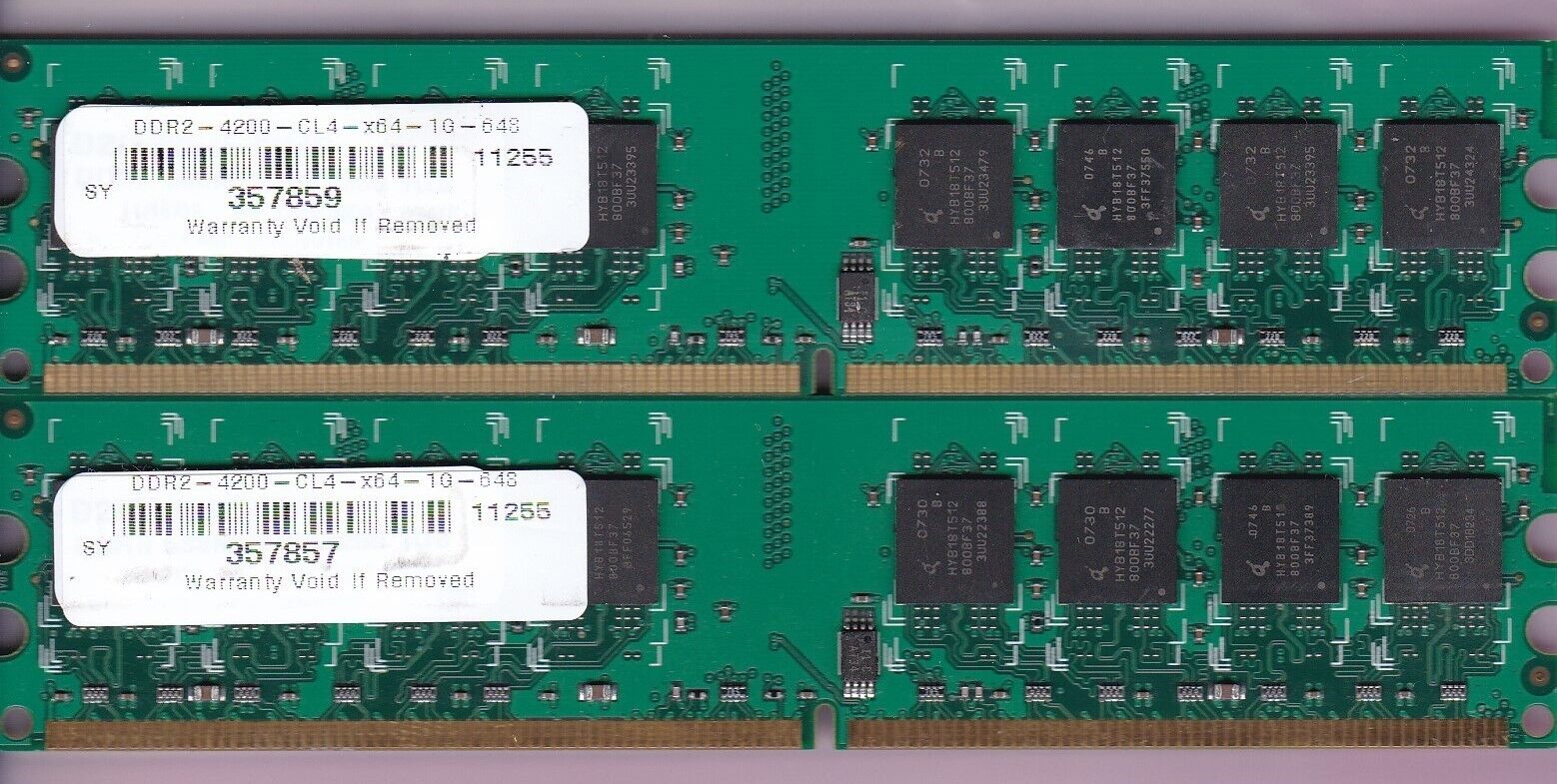 2GB 2x1GB QIMONDA PC2-4200 DDR2-533 DDR2-4200-CL4-x64-1G-648 DESKTOP MEMORY KIT
