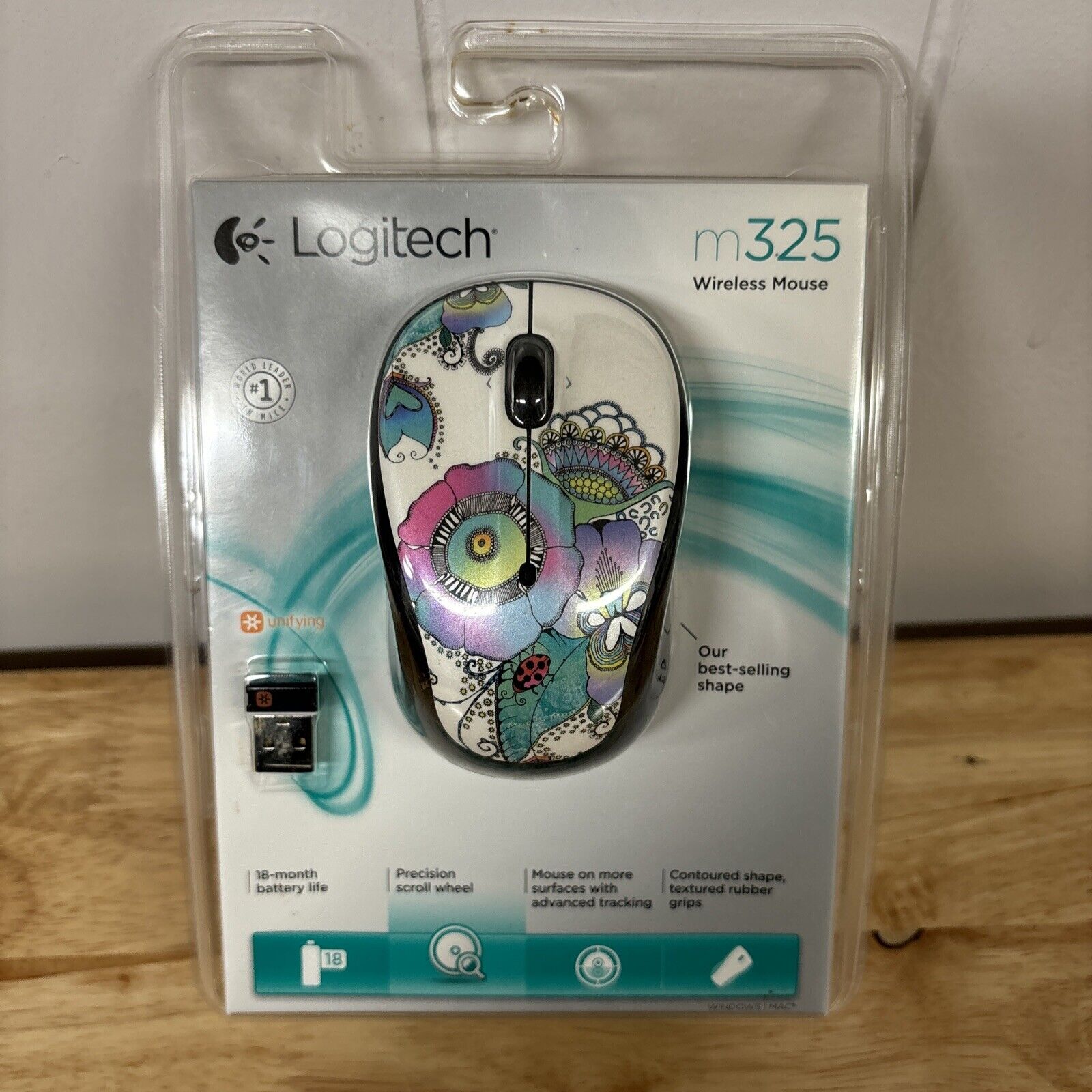Logitech Lady on the Lily M325 Wireless Mouse with Wheel USB receiver NEW SEALED