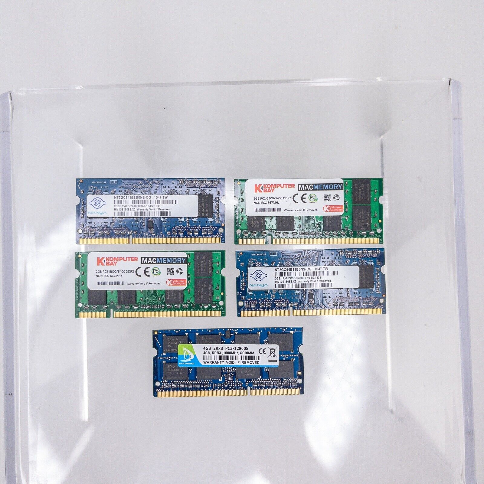 Lot of 5,  DDR2 DDR3 Laptop, notebook Ram Memory (12gb total), DuoMeiqi Nanya