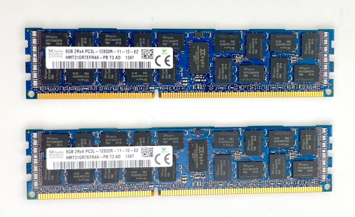 LOT OF 8 -- SK Hynix 64GB (8x 8GB) PC3L-12800R DDR3-1600MHz ECC Reg. DIMM