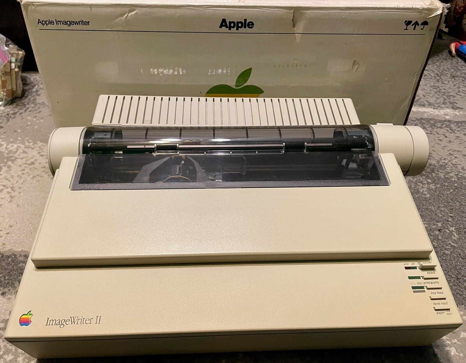 Vintage Apple ImageWriter II Printer With Original Box G0010 POWERS ON Computer