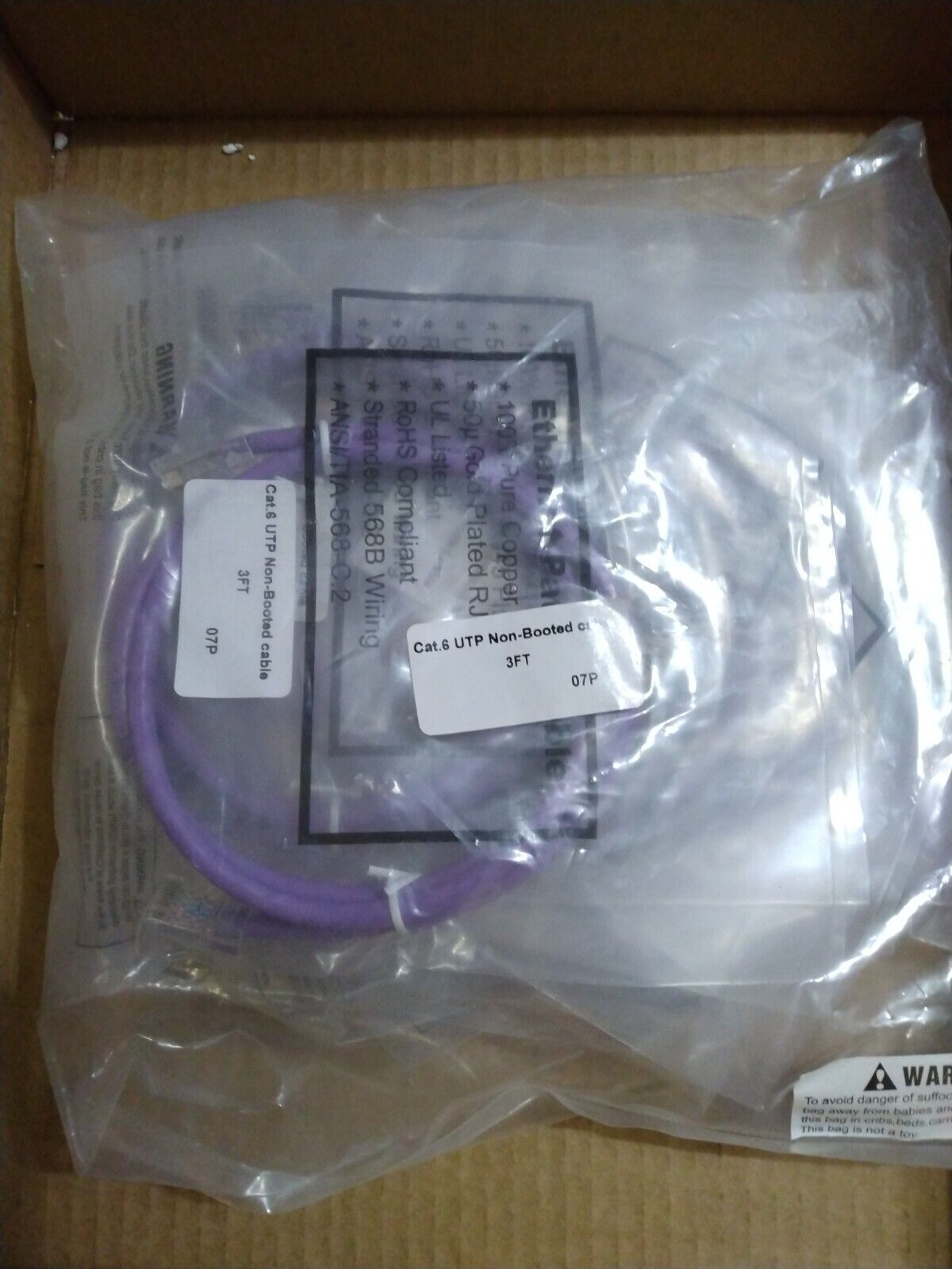 Cat 6 Utp Non Booted 3 Ft