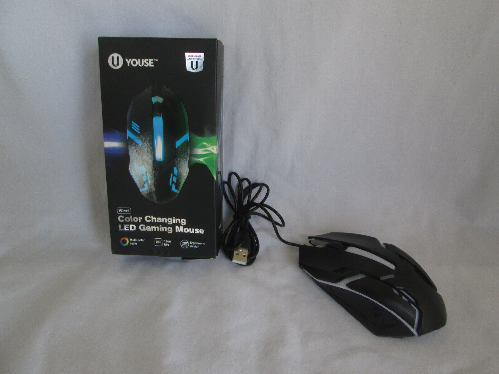 U YOUSE Wired  Color Changing LED Gaming  Mouse  NEW Open Box