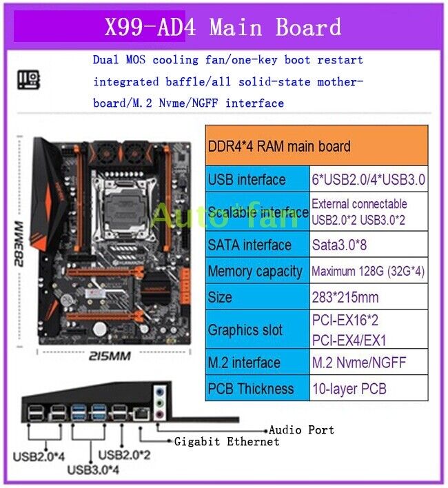 Genuine New For Large-scale Online Game X99-AD4 DDR4*4 128G LGA2011-V3 Mainboard