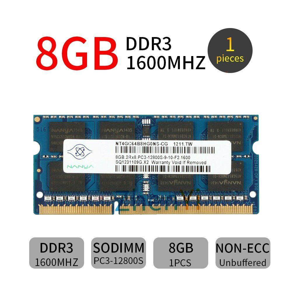 32GB 16GB 8GB DDR3 PC3-12800S 1600MHz SODIMM 204Pin Laptop RAM For NANYA Lot UL