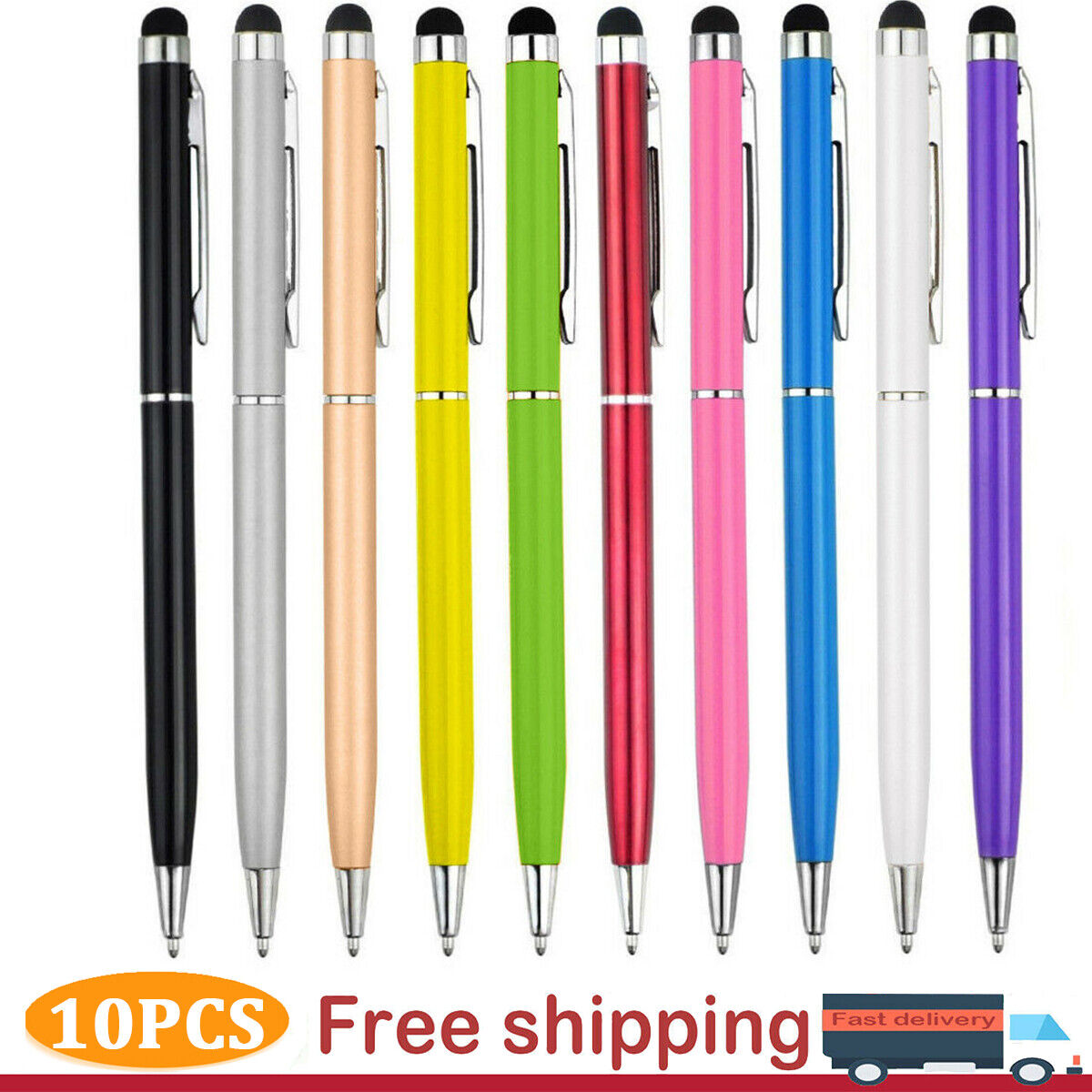 10x 2in1 Touch Screen Pen Stylus Universal For iPhone iPad Samsung Tablet Phone