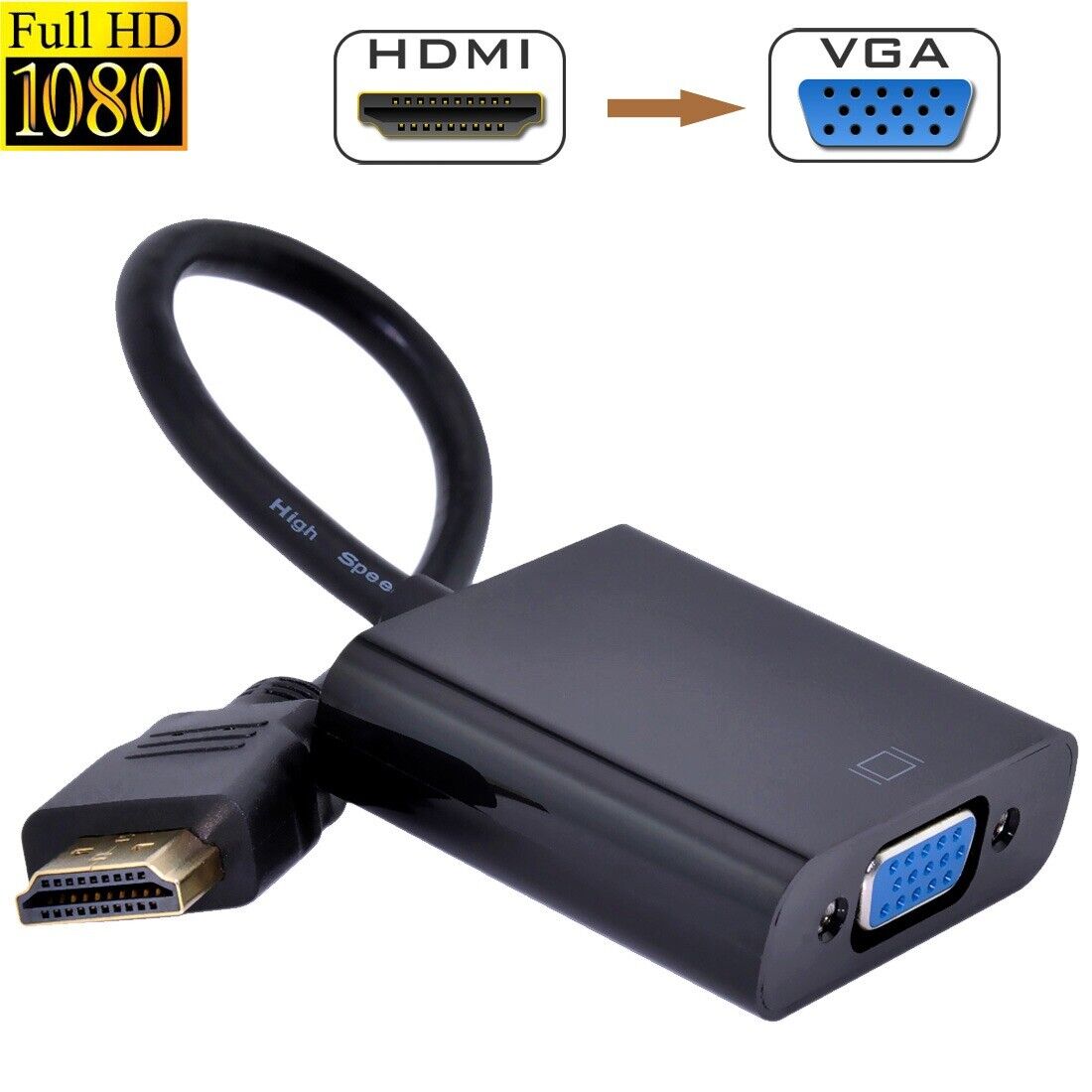 Video Adapter 1080p HDTV HDMI to VGA SVGA RGB Cable Converter PC PS3 XBOX 