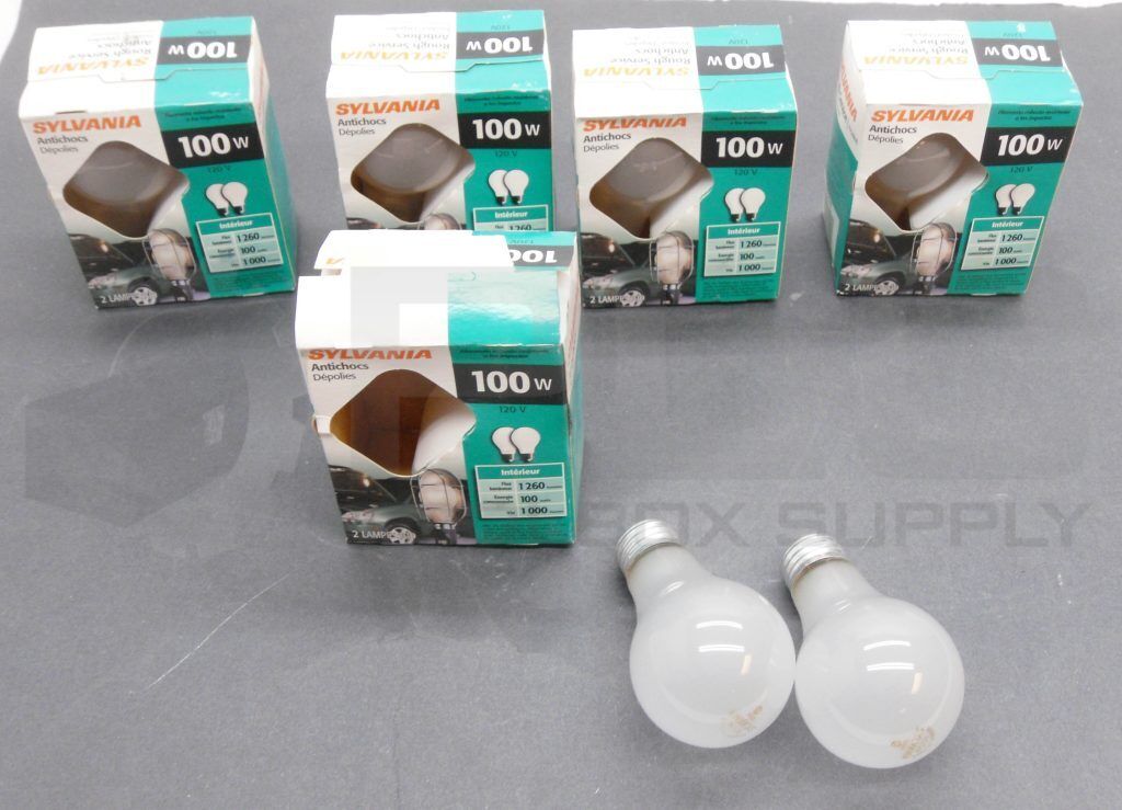 LOT OF 5 NEW BOX OF 2 SYLVANIA A19 INDOOR BULBS 100W 120V FROSTED TOTAL 10