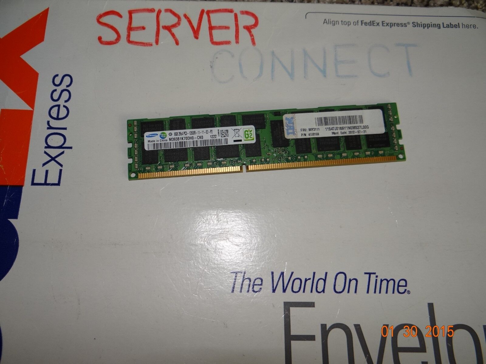 90Y3111 IBM 8GB (1 X8GB) 2RX4 PC3-12800R MEMORY KIT 47J0169 90Y3109