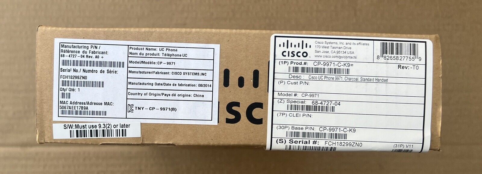 Cisco 9971 6-Line Unified IP Phone - Charcoal Gray CP-9971-C-K9