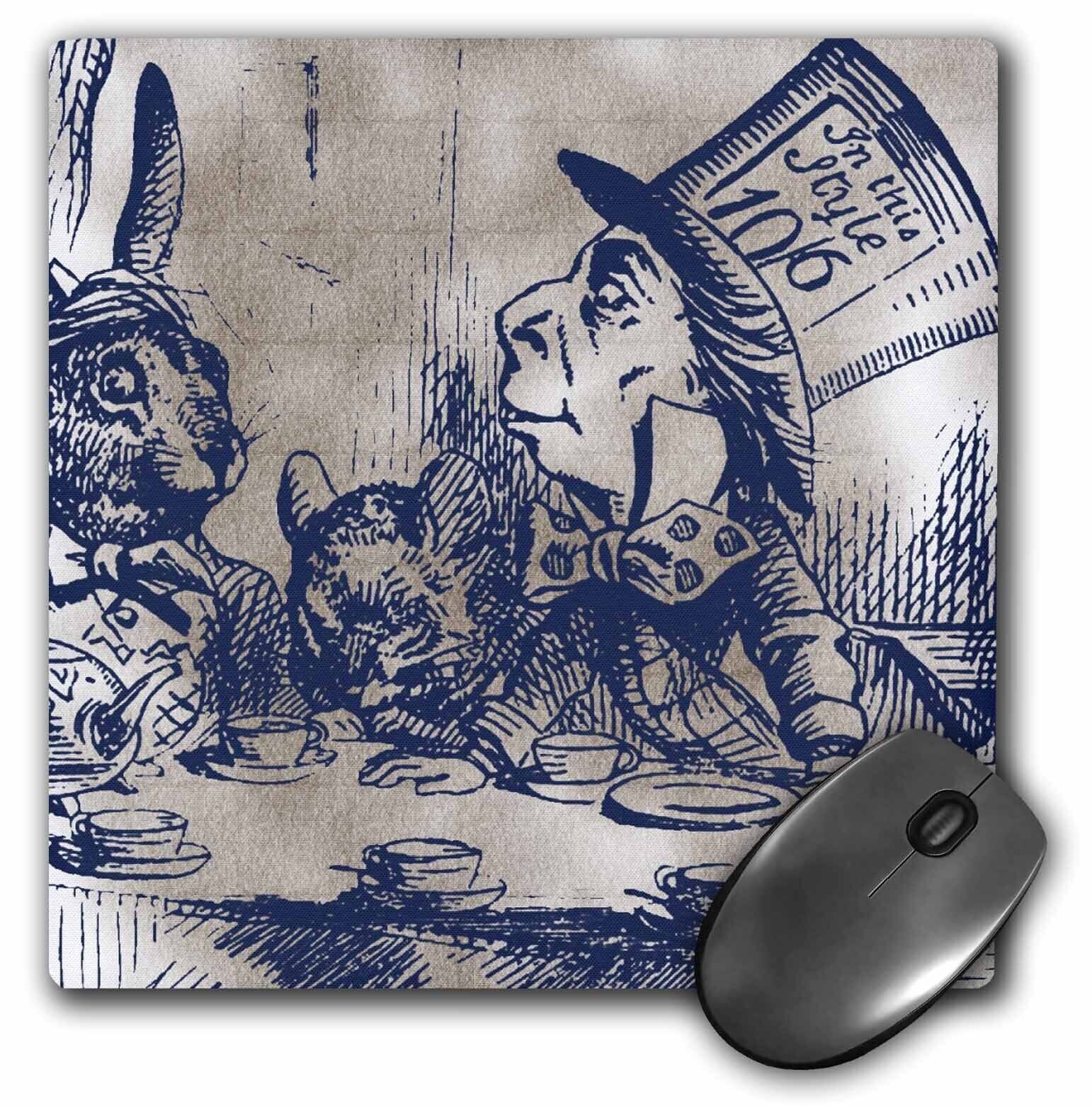 3dRose Mad Hatter Vintage Alice in Wonderland Tea Party MousePad