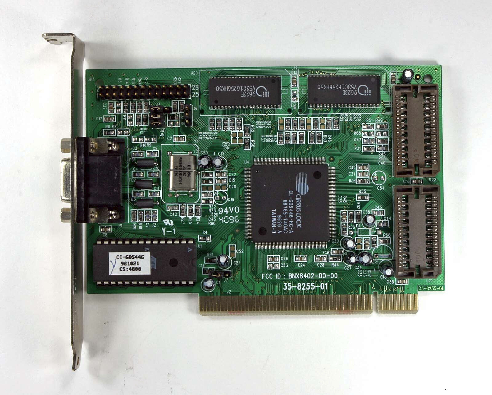 Vintage PCI Video Card Cirrus Logic CL-GD5446-HC-A 1MB, Video Techologies 1996