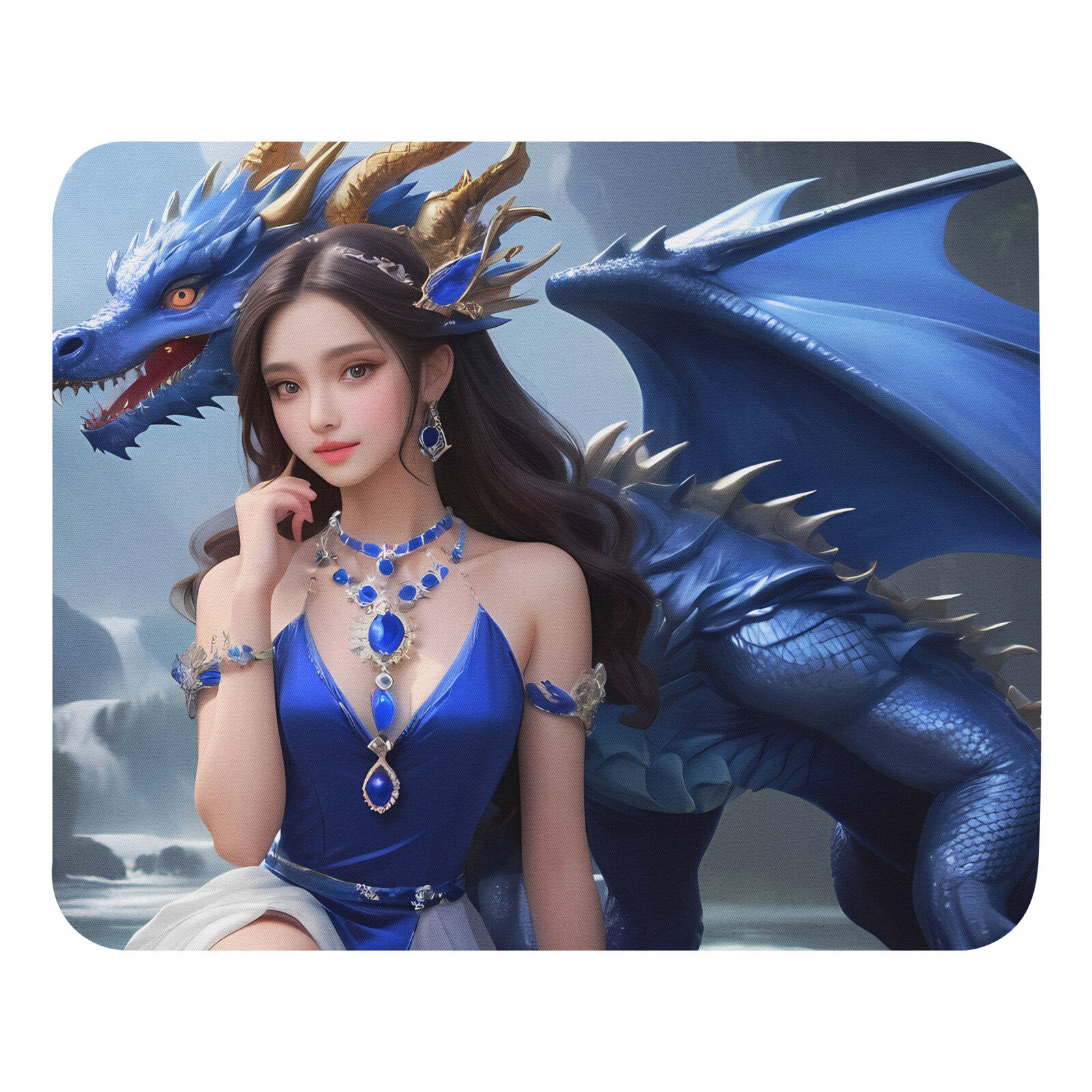 Lady and Dragon Mouse Pad