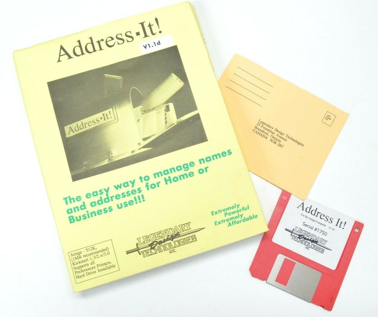 Commodore Amiga Address It Software V1.1d Disk Only Fair Condition Taped Cover 