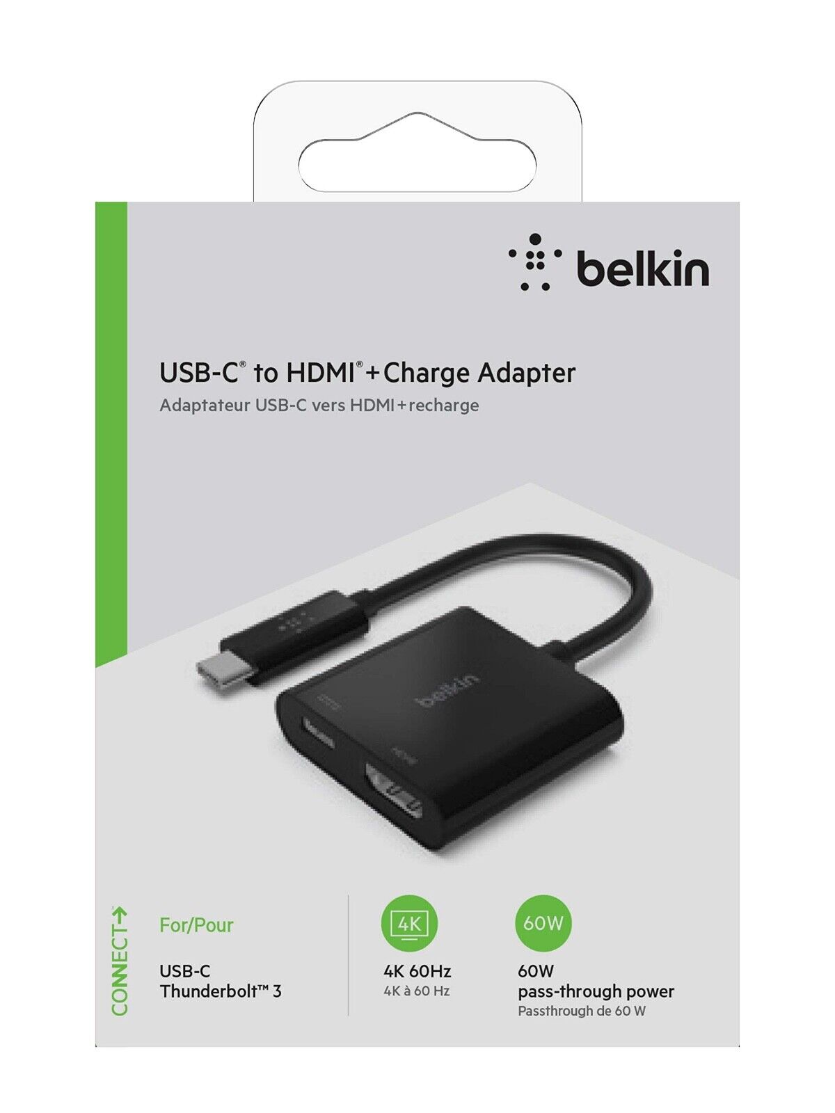 Belkin USB C to HDMI Adapter USB-C Charging Port 4K UHD 60W Power AVC002BTBK x2