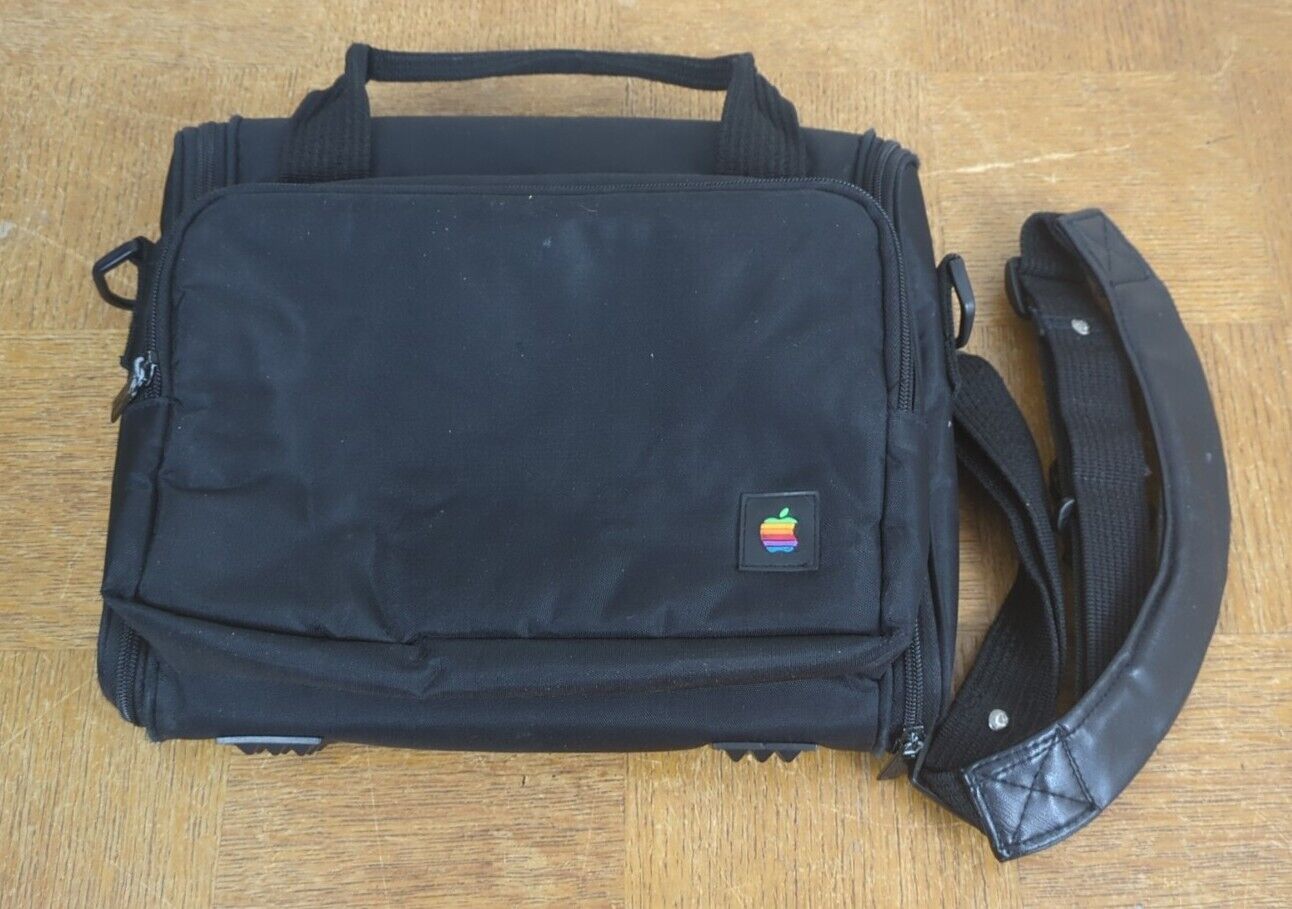 Vintage 90s Apple Rainbow Logo Small Black Messenger Bag Laptop Bag By Targus