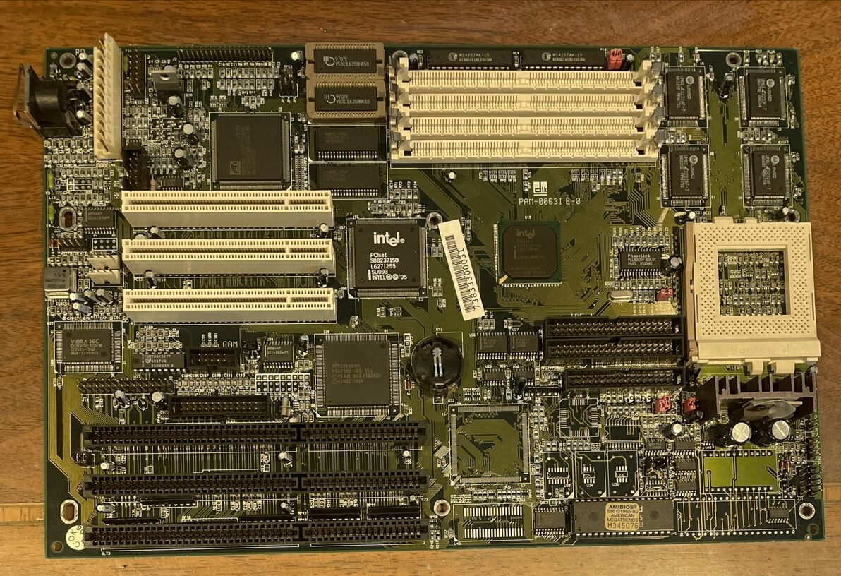 DTK PAM-0063I E-0 Socket 7 Motherboard 3 ISA and 3 PCI Slots Vintage TESTED