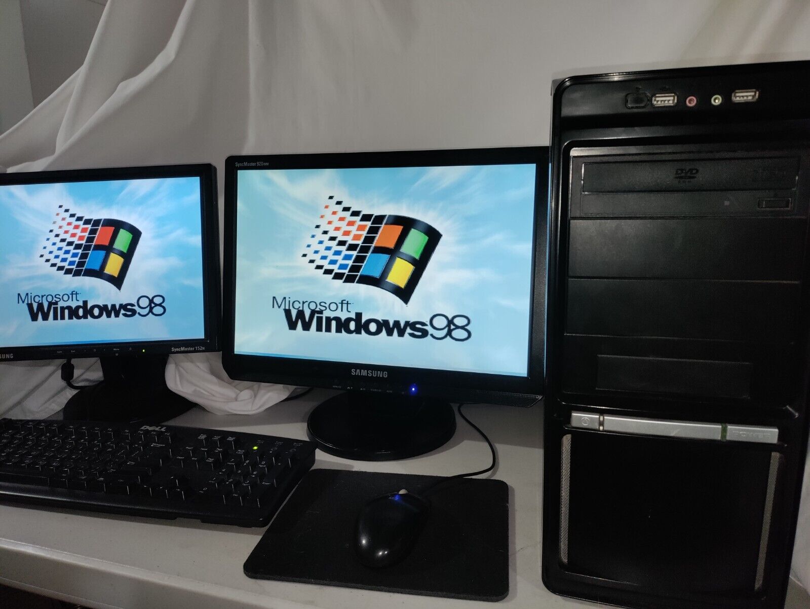 RETRO WINDOWS 98 ULTRA FAST INDUSTRIAL / GAMING COMPUTER VINTAGE PC DUAL MONITOR