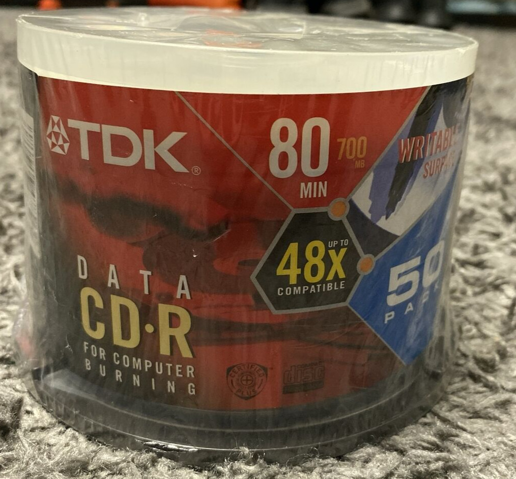 📀    TDK Data CD-R 80 Min 700 MB 50 Pack Spindle - New / Sealed