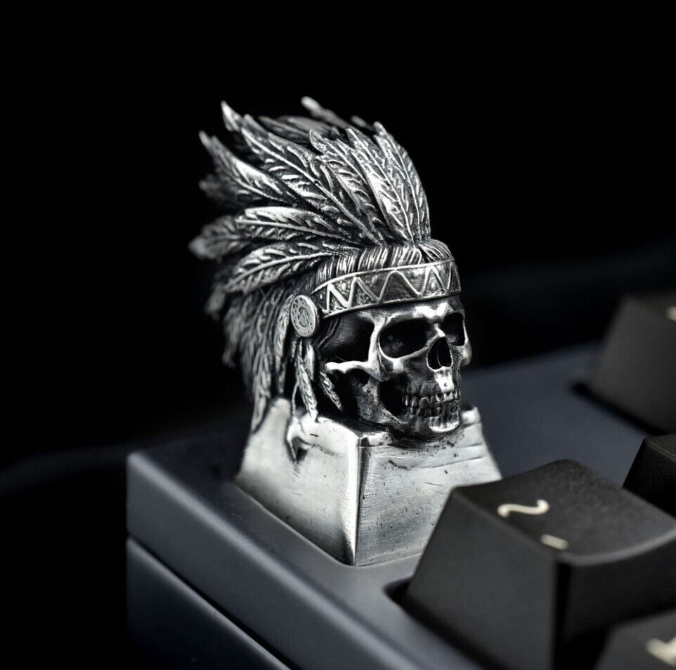 Native Chief ESC Keycap - Indigenous Design - Artisan Crafted - Silver Material