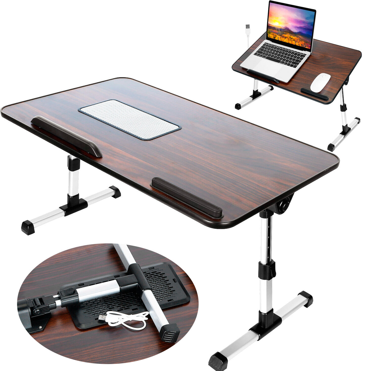 Foldable Laptop Table Stand Lap Sofa Bed Tray Computer Notebook Desk Adjustable