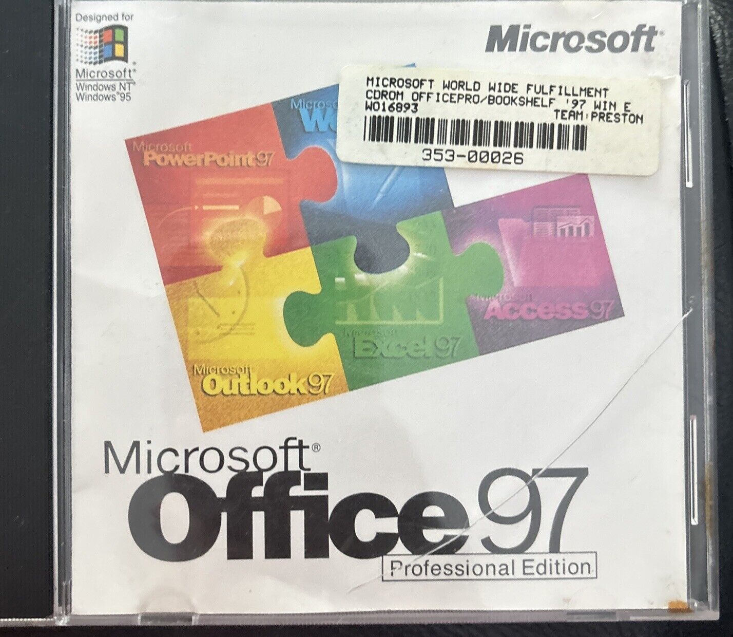 Microsoft Office 97 Professional Word Excel PowerPoint Access Outlook W/ Code
