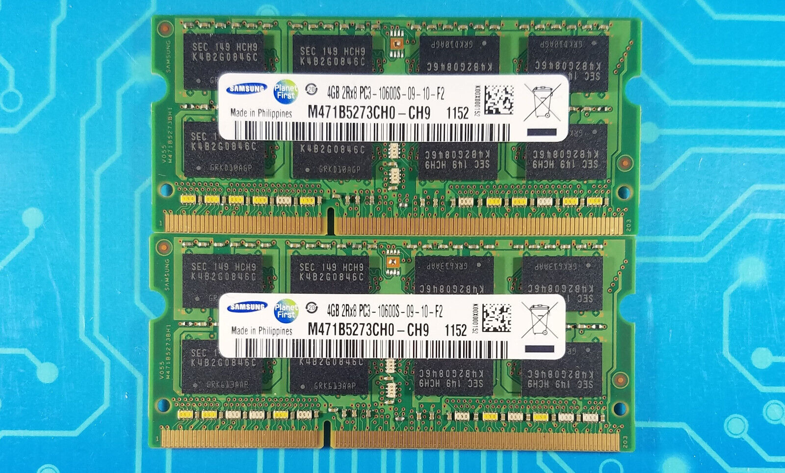 8GB (2x4GB) PC3-12800s DDR3-1600MHz 2Rx8 Non-ECC Samsung M471B5273CH0-CH9