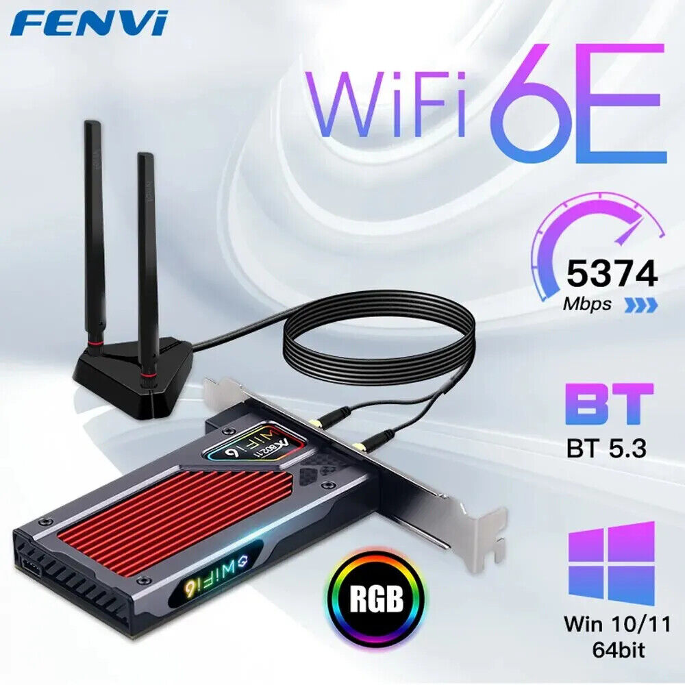 Wireless 2.4G/6GHz 5374Mbps WiFi6 802.11AX/AC Express Network Card For Bluetooth